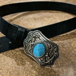 Black and with Turquoise belt buckle